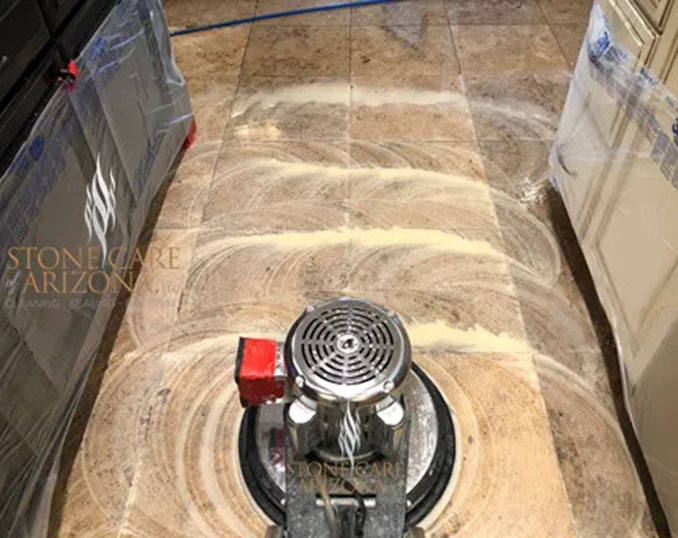 polishing travertine tile flooring